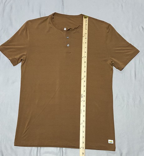 Vuori Hemd Herren Large braun gestreift Henley Kurzarm Performance leicht - Bild 8 von 10