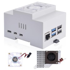 DIN Rail Case With Active Cooler Fits Raspberry Pi 5 2GB/4GB/8GB/16GB Modular