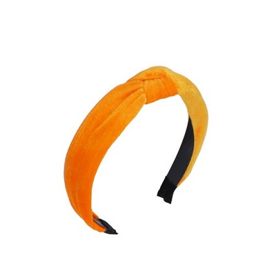 Velvet Knotted Headband Women Marigold Yellow Soft Hair Band Fashion Accessory