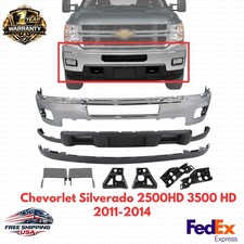 Front Bumper Chrome Steel Kit With Brackets For 2011-2014 Silverado 2500hd 3500