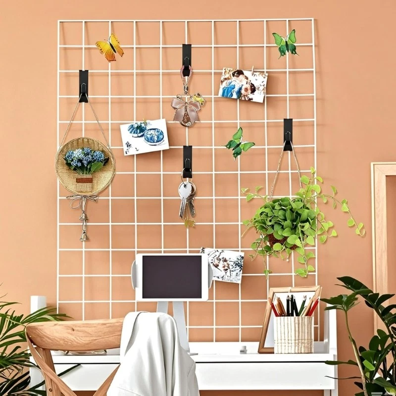 Pack of 10 Metal Grid Wall Hooks Space Saving Notch Hook for Panel Pegboard