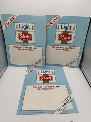 lot of 3 Vintage Schmidt Beer Signs Cardboard Advertising Point of Sale