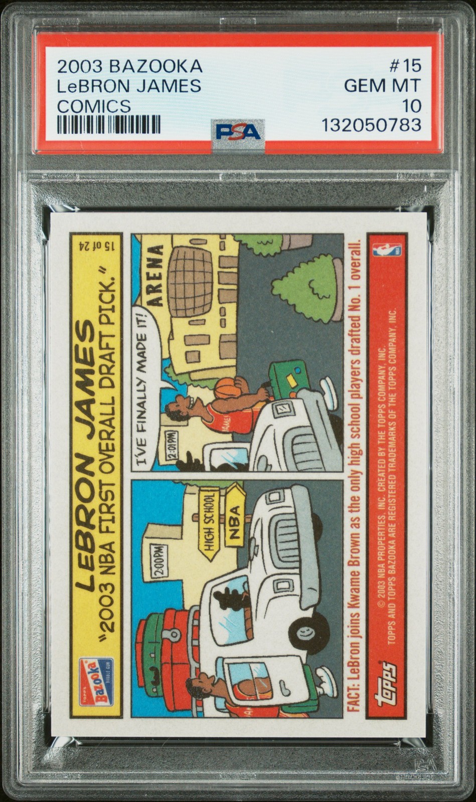2003 BAZOOKA COMICS #15 LEBRON JAMES PSA 10