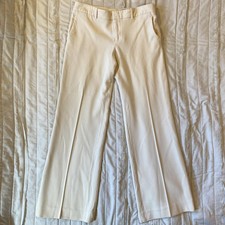 Gucci Dress Pants Womens 44 White Wool Blend Straight Leg Twill Made Italy