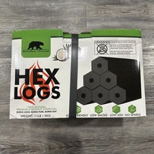 Charcoal Hex Grilling Logs 11 Lb Box 18 Logs Per Box Reusable🔥🪵