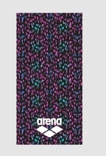 Arena Extra Absorbent Monogram Black Multicolor Towel NWT 32”x62”