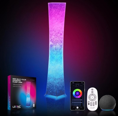 LEONC Floor Lamp with Remote, Tuya Smart 9w×2 Bulbs Included, 65'' Smart Moder...