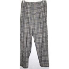 Vintage Y2K Pants Womens 5 Black Houndstooth Plaid Pleated High Rise 90s Grunge