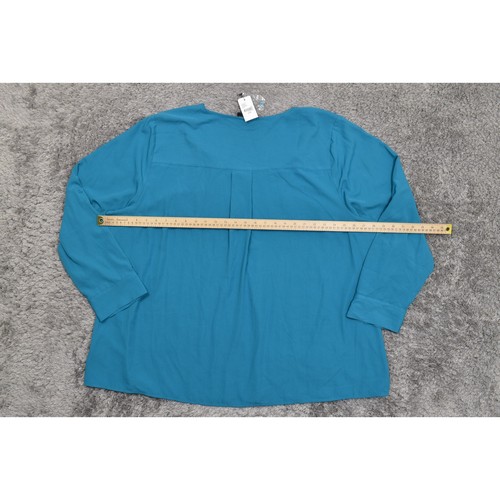 NEU Lane Bryant Bluse blau Übergröße 26/28 neu mit Etikett V-Ausschnitt Langarm aqua - Bild 6 von 9