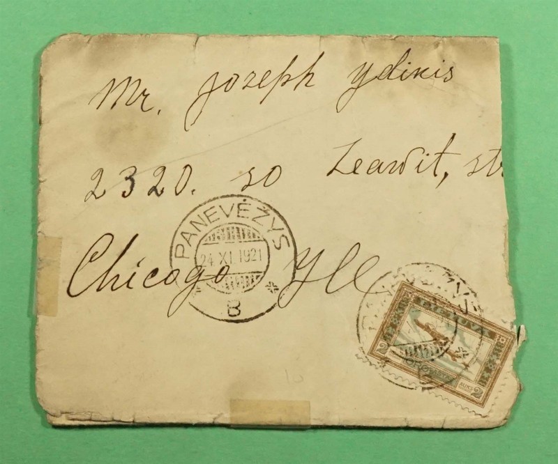 DR WHO 1921 LITHUANIA PANEVEZYS TO USA +LETTER R82601