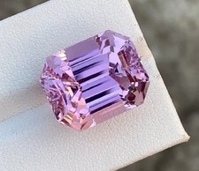 Pink Color Natural 10 Ct Emerald Cut Brazilian Kunzite Loose Gemstone AAA