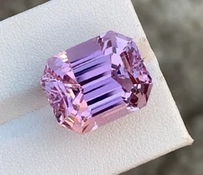 Pink Color Natural 10 Ct Emerald Cut Brazilian Kunzite Loose Gemstone AAA