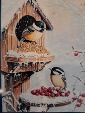 Stamped Cross Stitch Birds In Snow 14ct 30x40cm 25 Colors Available Project Bag