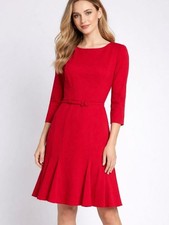 Carolina Herrera Wool Knee-Length Dress Size:6 red