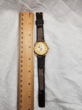 Vintage Lorus Disney Mickey Mouse Quartz Watch Gold Tone Base Metal  Leather F4