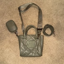 NWT BBABI Steve Madden Olive Mini Quilted Crossbody Bag Dbl Strap Earbud Case