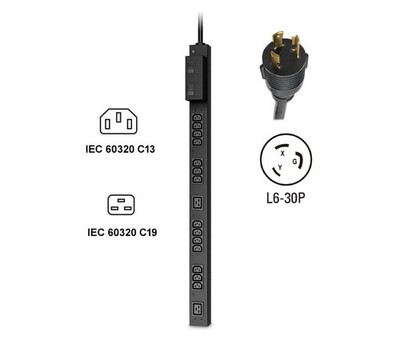 APC PDU - NEMA L6-30P - 14 x IEC 60320 C13, 2 x IEC 60320 C19 - 230 V AC - Tower