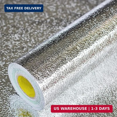 Kitchen Wallpaper Oil Proof Sticker Backsplash Aluminum Foil Self-Adhesive Paper