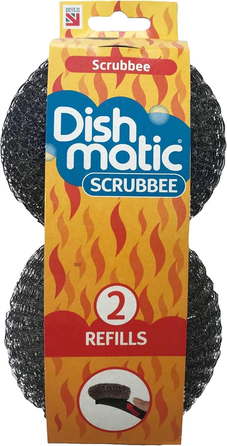 Dishmatic Scrubbee Stainless Steel Scourer Head Refills for Cleaning BBQ, Grill