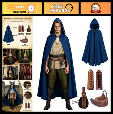 Unisex Medieval Hooded Cloak Cape - Renaissance Viking Costume Accessory