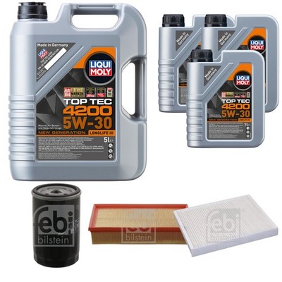 FEBI BILSTEIN Inspektionspaket 8L Liqui Moly Top Tec 4200 5W-30 für VW