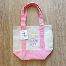 Trader Joe s 2026 Mini Canvas Pastel Reusable Tote Bag Pink - BRAND NEW US