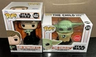 2 FUNKO POPS STAR WARS LUKE SKYWALKER WITH GROGU #482 & THE CHILD CONTROL KNOB