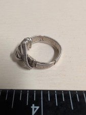 Ring Silver Gemstone Wrapped Wire Unisex Size 9 Fine Jewelry Blue Stone 