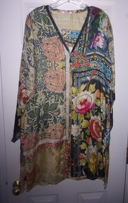 Johnny Was Siro Floral Silk Top Tunic Dress -M- VGUC  Lovely!!