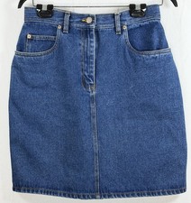 Vintage Bill Blass Jeans Denim Skirt, Dark Wash, High Waist, Casual, Size 8