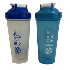 Blender Bottle Set with Metal Blender Spring Included in Both Set/2 Blue 20 Oz