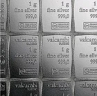 .999 Fine Silver Lot Valcambi 5x 1g Bar + 4 Bonus Gold Flakes Vial