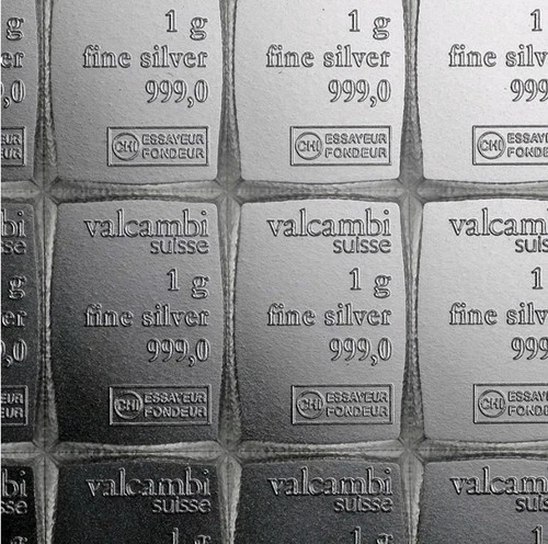 .999 Fine Silver Lot Valcambi 5x 1g Bar + 4 Bonus Gold Flakes Vial