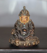 Antique Chinese Tibetan bronze Buddha, god of wealth, Qing Dynasty, 18th century