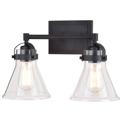 Vaxcel Lighting W0411 Mason 2 Light 16"W Vanity Light - Black - Picture 1 of 9