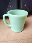 Vintage FIRE KING Jadeite Green D Handle Glass Coffee Mug Oven Ware #14 Bottom