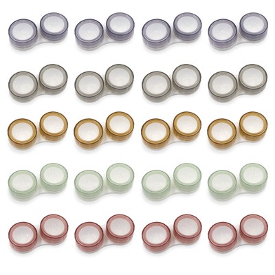 20 Pack Clear Contact Lens Case 5 Colors Leak-Proof Bulk Contact Cases Contac
