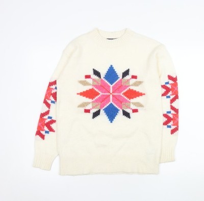 Marks and Spencer Fair Isle Strickpullover Damen Elfenbein XS