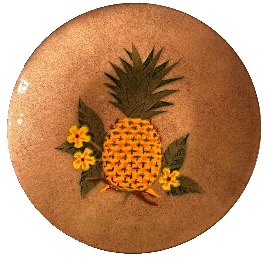 Vintage MCM Enamel On Copper Pineapple Plate Annemarie Davidson