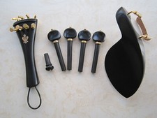 Ebony Violin Parts 4/4 Violin Pegs Tailpiece Chin rest End pin With Fine Tuner