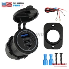 QC3.0 + PD USB C Car Fast Charger Power Socket Outlet 12V-24V for Boat RV Marine