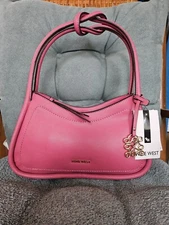 **NWT**NINE WEST LEATHER "ENYA" MINI SHOULDER BAG VIVID PINK*FREE SHIPPING*