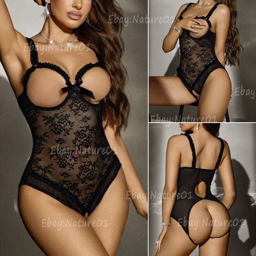 Sexy One Piece Women's Cupless Lingerie One Piece Teddy Lace Sleepwear Bodysuit