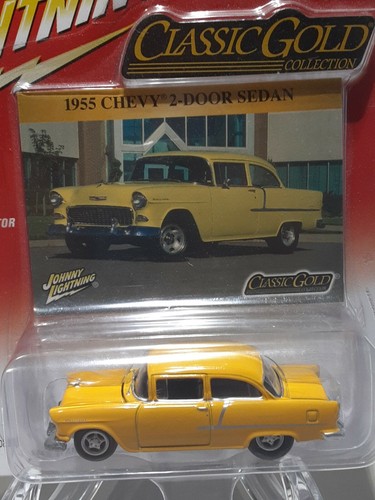 JOHNNY LIGHTNING R22 CLASSIC GOLD 1955 CHEVY 2 DOOR SEDAN Rubber Tires - Picture 4 of 12