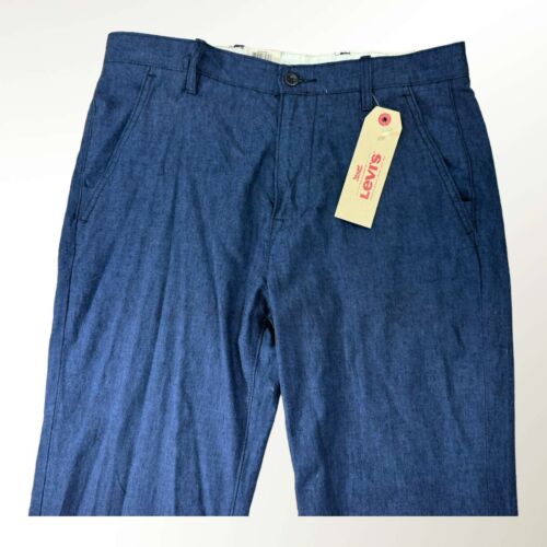 Levis Pants Mens 32x32 Blue Chino Jogger Linen Blend Regular Fit Elastic Cuff - Picture 9 of 14