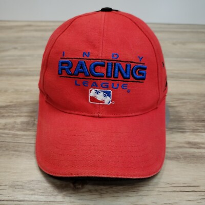 Vintage Indy Racing League Hat Cap Strap Back Red Black Reebok Cotton Adj