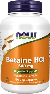 NOW Foods Betaine Hcl 648 Mg, Vegetarian, Digestive Support, 120 Veg Capsules