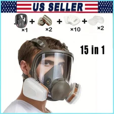 15 In1 6800 Reusable Mask Spray Dust Cover Mask 1pc, Full-face Mask With Filters