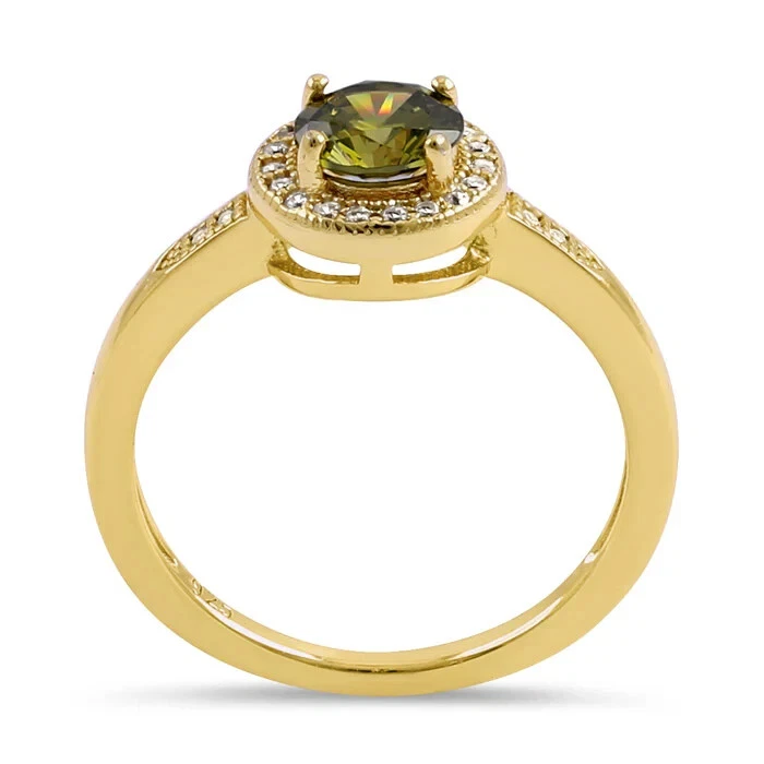 14K Rose Gold Plated 1.80Ct Lab Created Elegant Halo Peridot Ring For Women's - Image 4 of 4