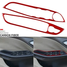 Red Carbon Fiber Front Window Lift Switch Panel Cover Trim For Ford Focus 12-18